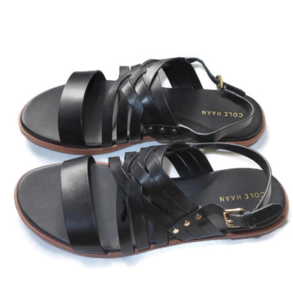 Cole Haan Black Leather Strappy Sandals. Size 7.5